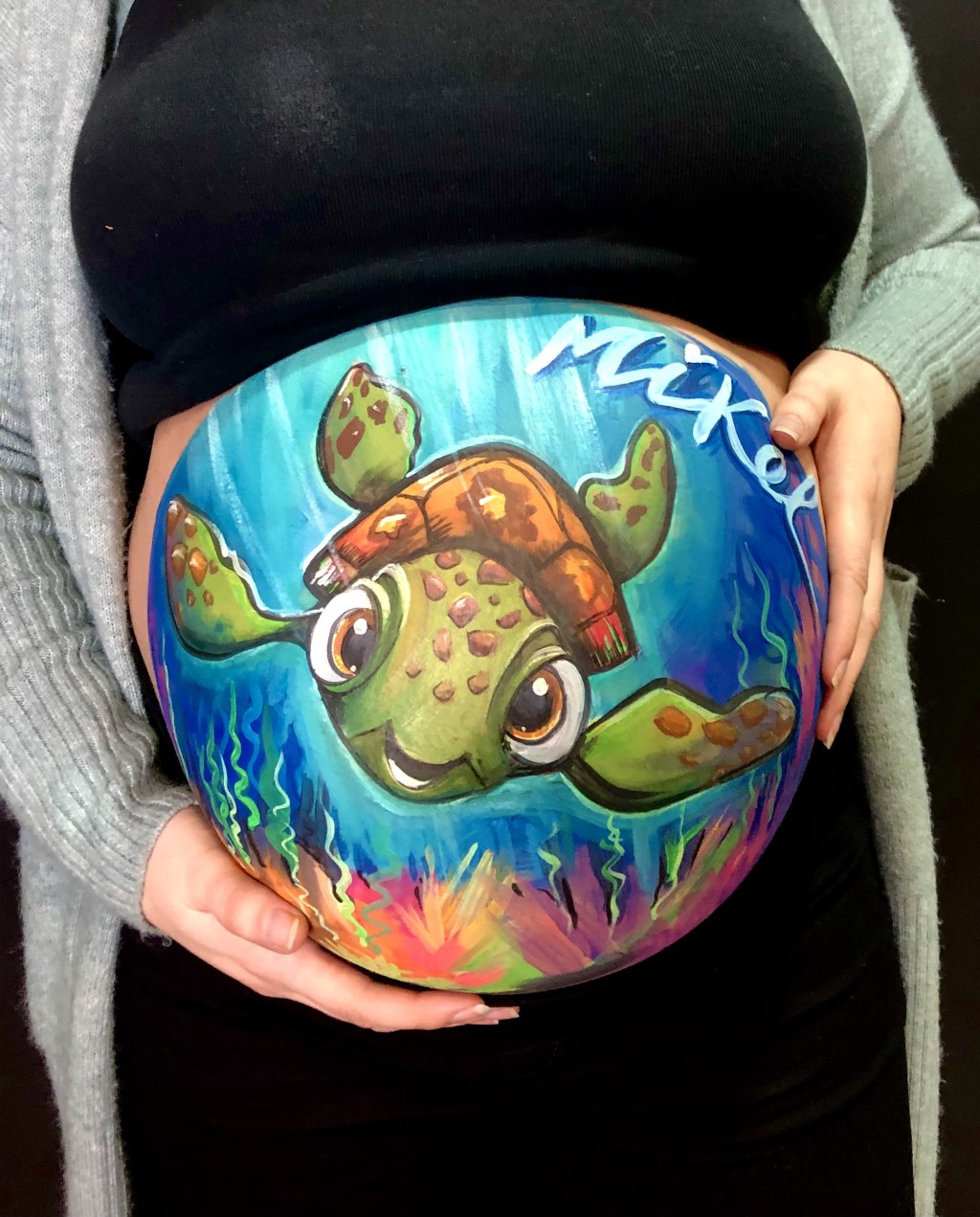 bellypainting tortuga para embarazada