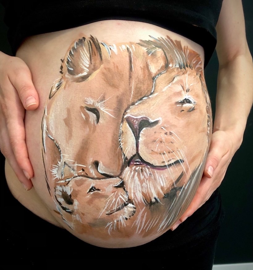 dibujo leon embarazada