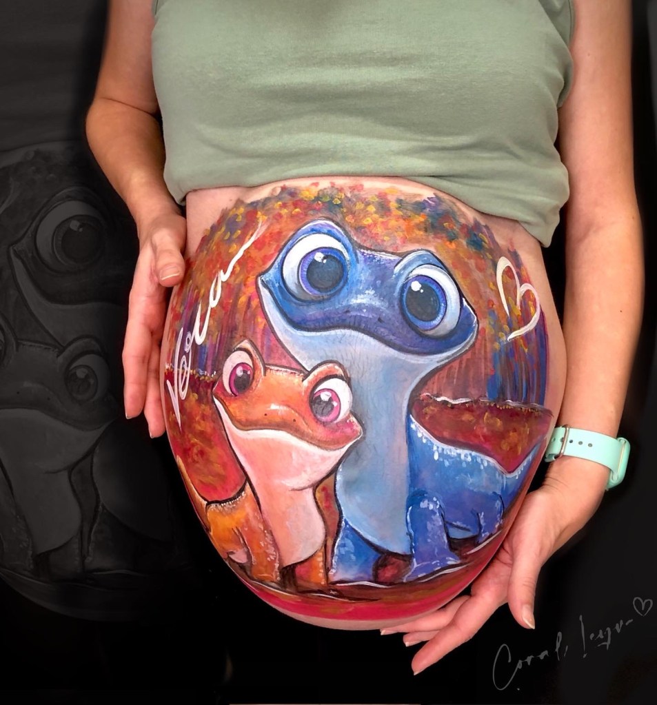 bellypainting dibujo rana frozen embarazada