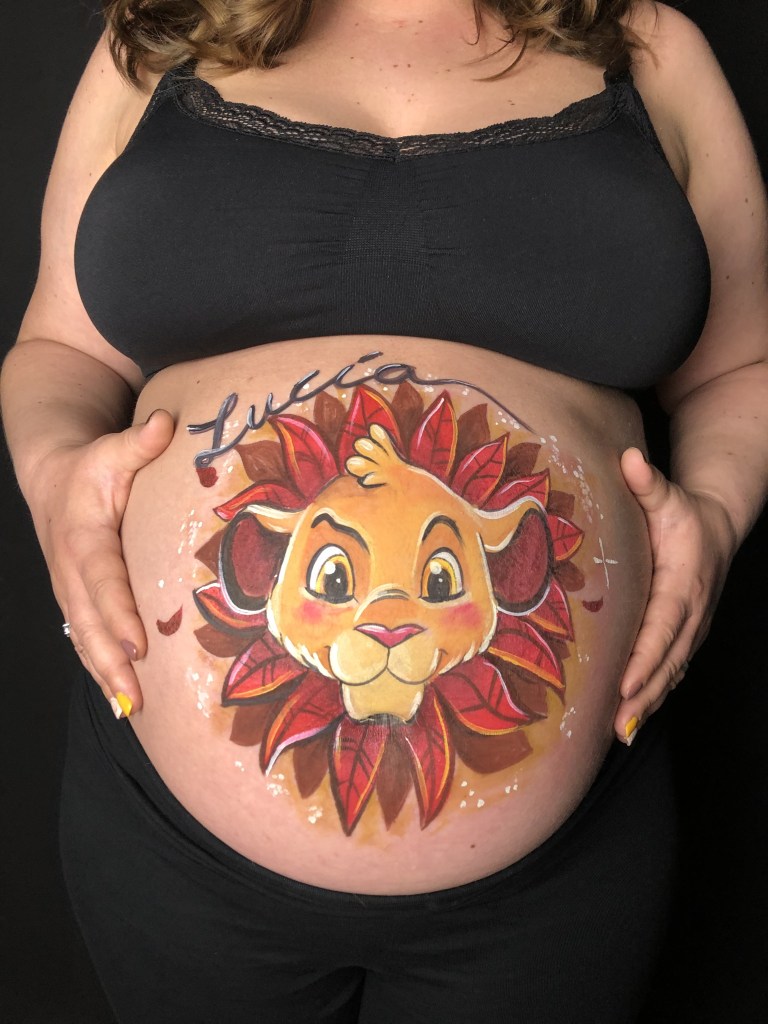 bellypainting simba rey leon embarazada